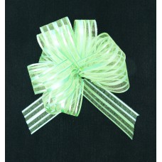 2" Wide Pull Bow Ribbon With 14 Loops - Apple Green Iridescent Solid and Sheer Striped Pull Bow  (Lot of 1 Pack) SALE ITEM